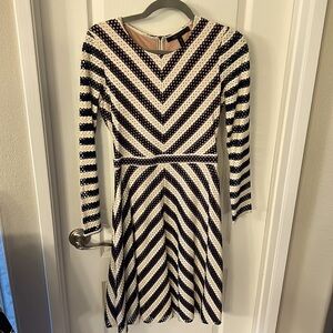 BCBG Mazazria navy and white dress